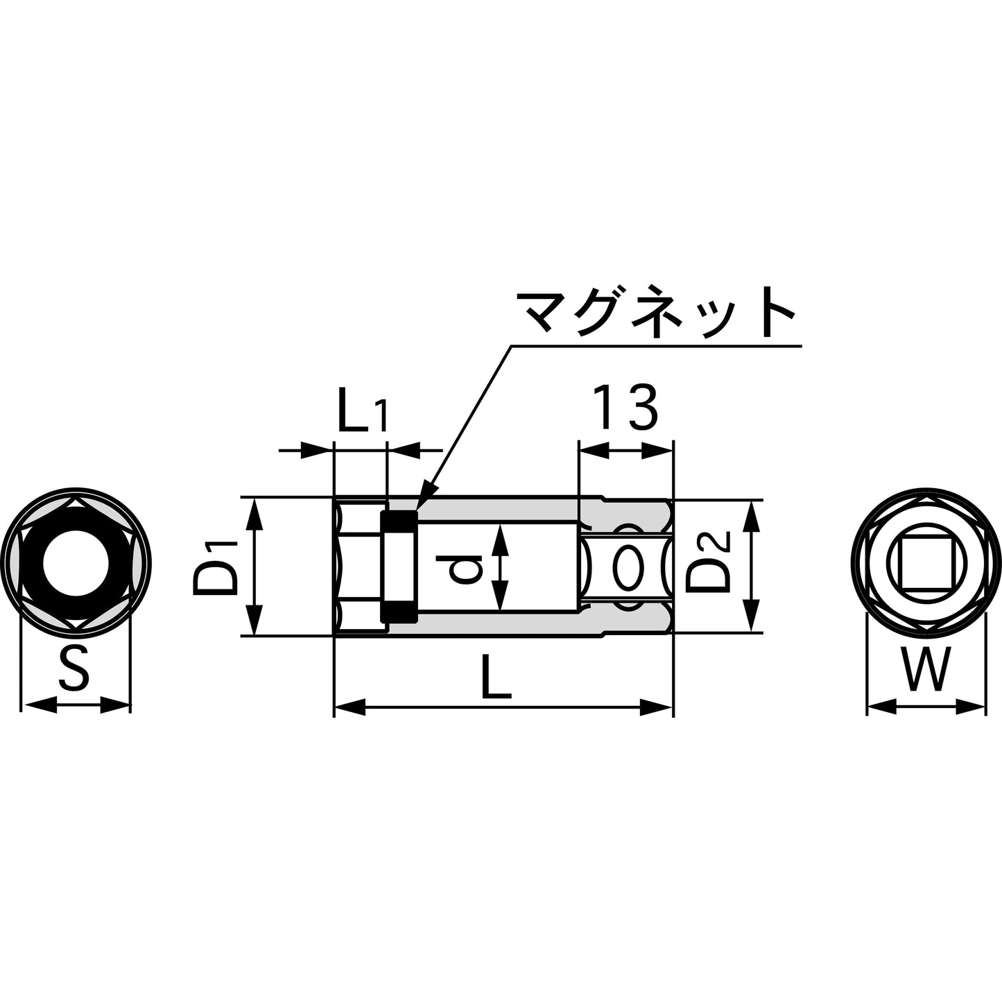 3P-19S MAGNETIC SPARK PLUG SOCKET 19MM