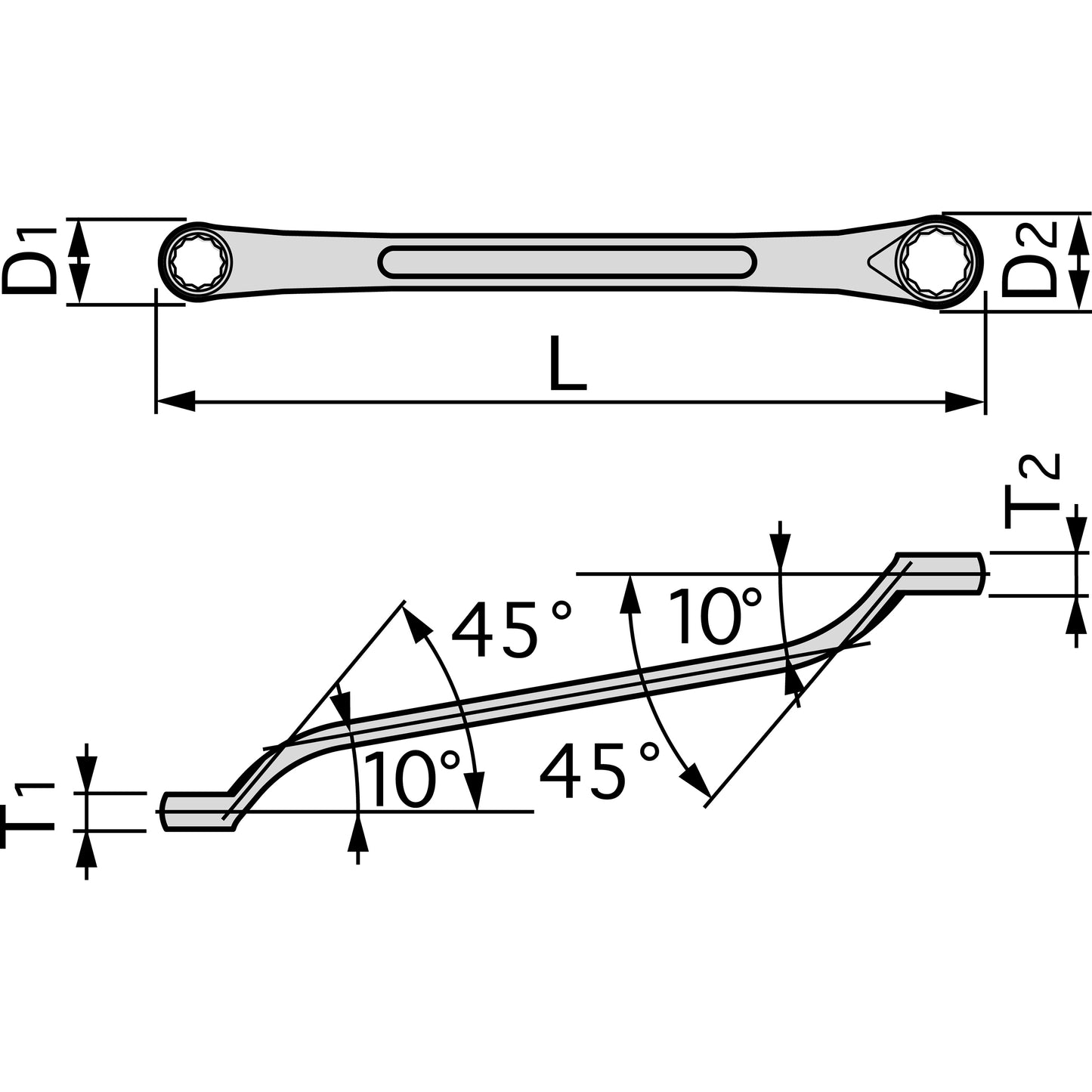 M44-0810 LONG MECHANIC OFFSET 8MM/10MM BOX WRENCH
