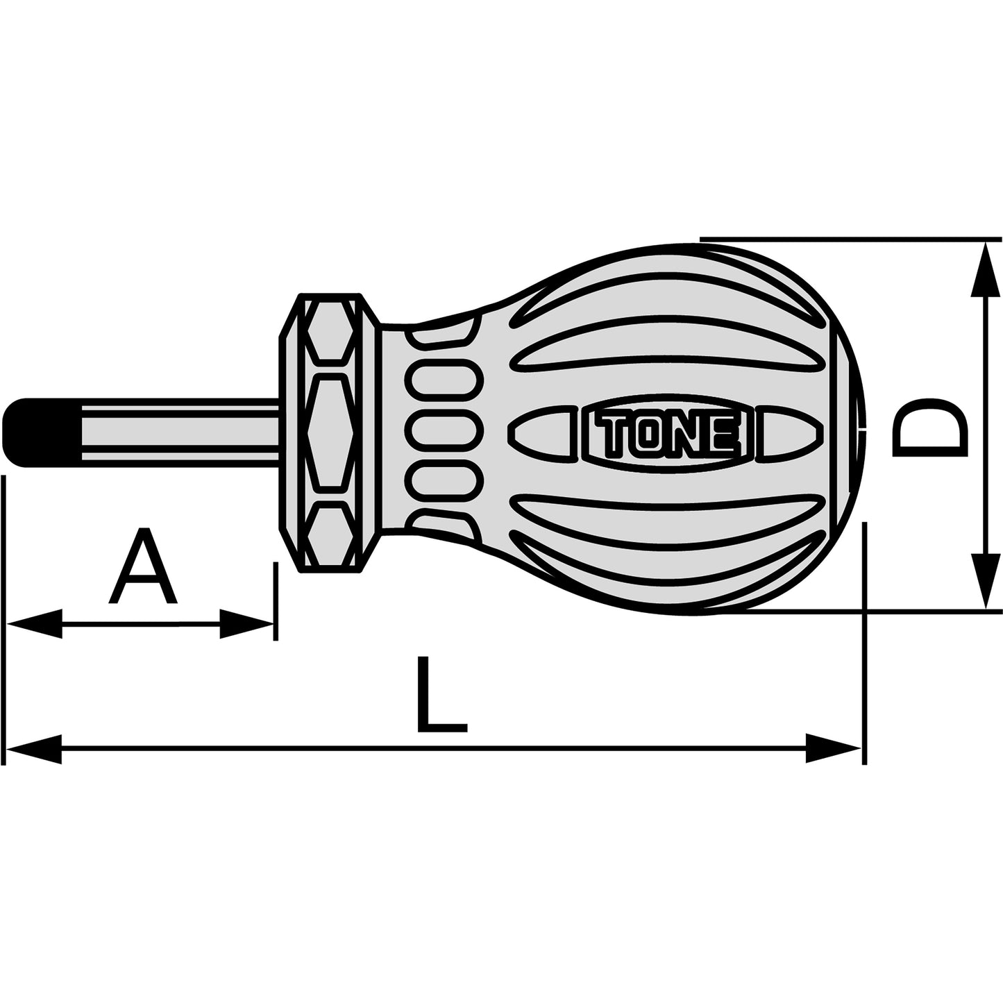PGSD-M2 POWER GRIP STUBBY FLAT HEAD SCREWDRIVER 0.8X6.0